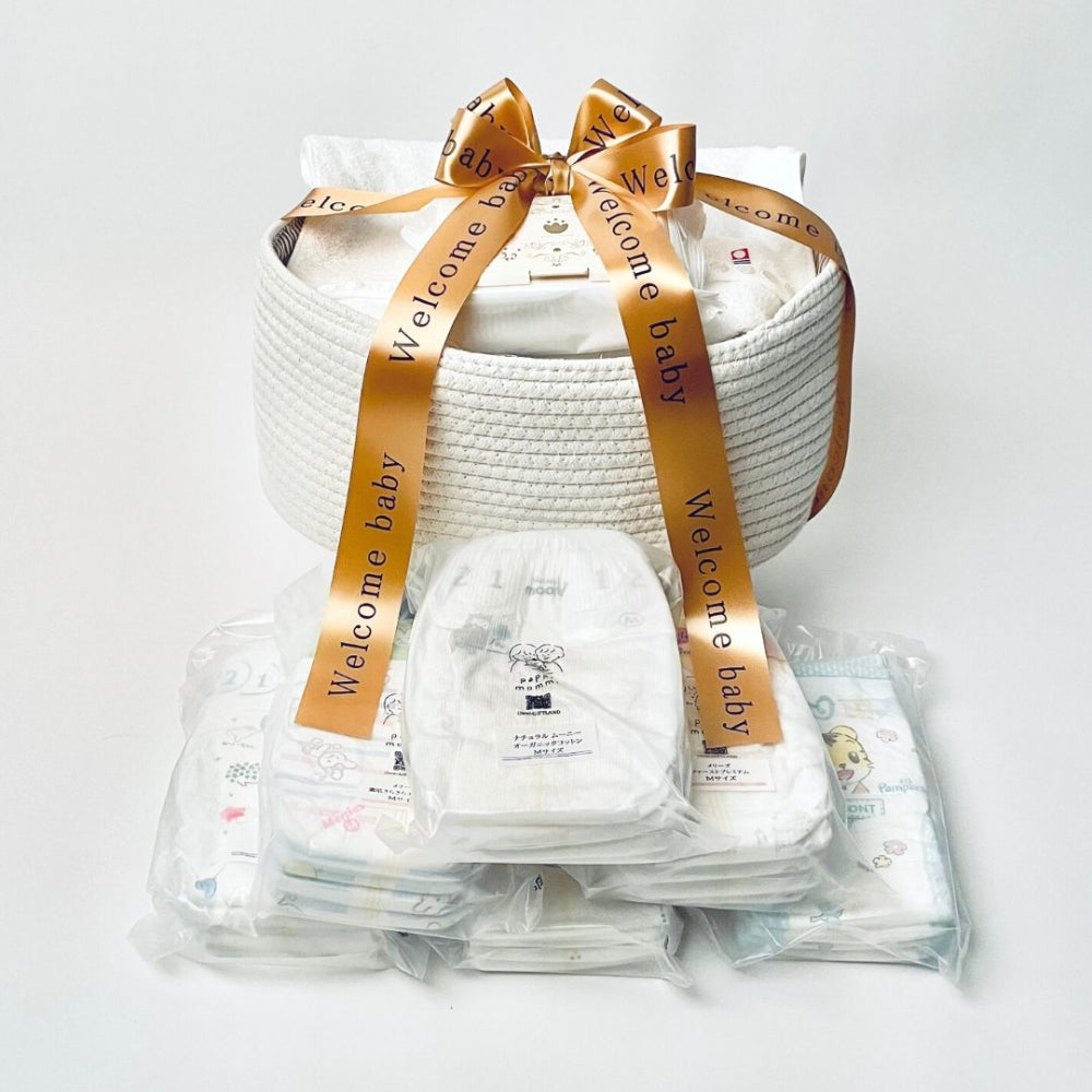 出産祝い ベイビーシャワー おむつケーキ pappimommi パピマミ おむつケーキ おむつストッカー入り NA ベーシックタイプ