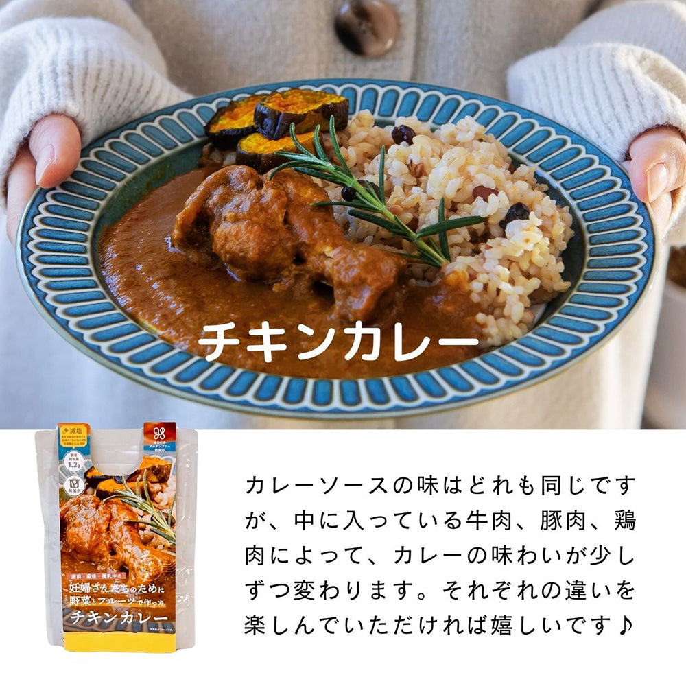 野菜とフルーツで作った 無加水 & 減塩カレー 9食セット