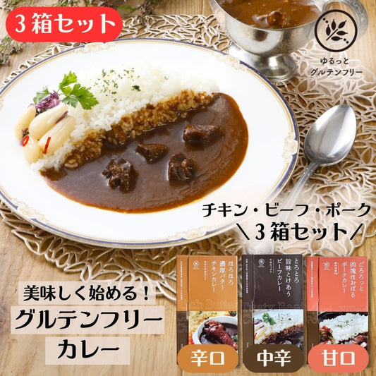 ゆるっと グルテンフリー レトルト カレー200g × 3 食セット