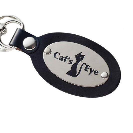 オリジナル キーホルダー ナスカン付き 牛革シルバープレート オーバル型 両面貼り合わせ革使用