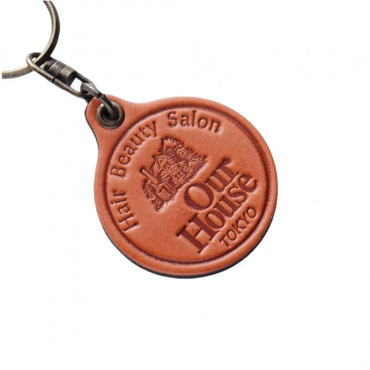 オリジナル キーホルダー 牛革 ラウンド 両面貼り合わせ革使用