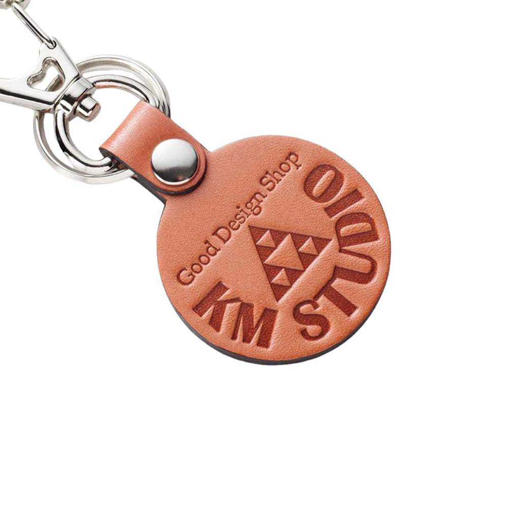 オリジナル キーホルダー ナスカン付き 牛革 ラウンド 両面貼り合わせ革使用