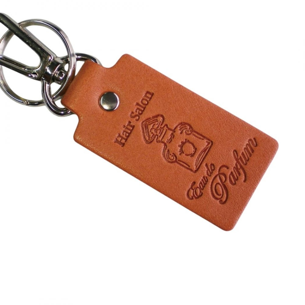 オリジナル キーホルダー ナスカン付き 牛革 長方形 片面1枚革使用