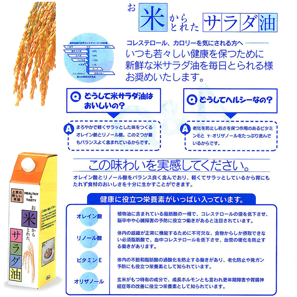 こめ油 オリザ油化 健康食生活 お米からとれたサラダ油 食用米油 1500g 1本 KOMEOIL15001P