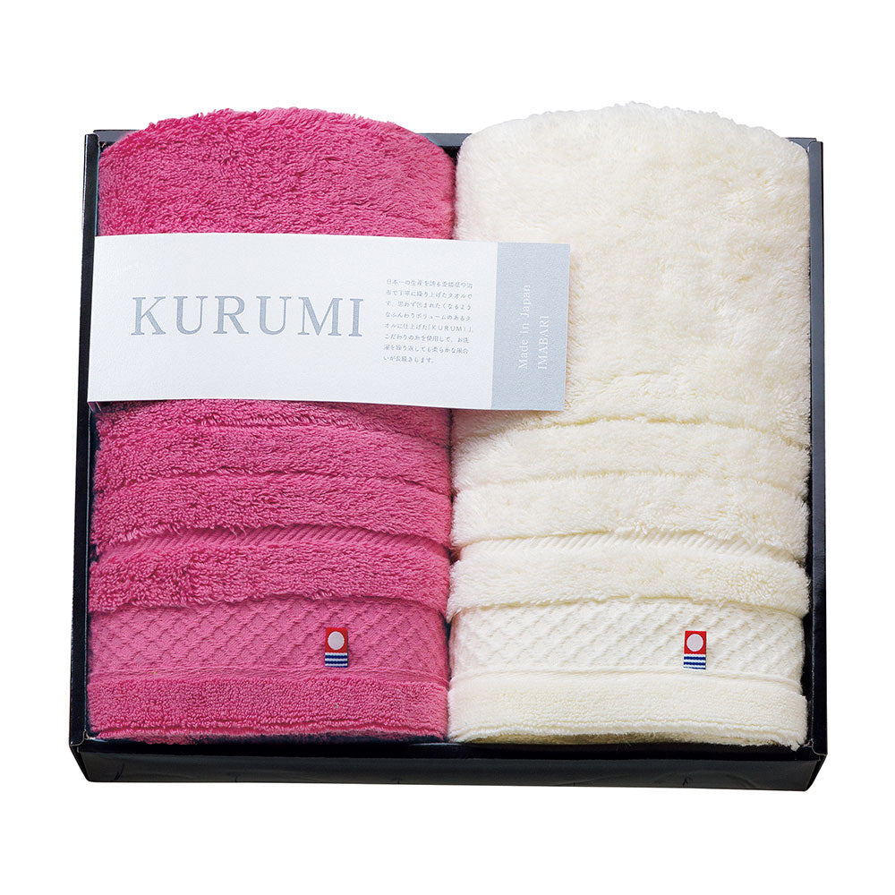 今治タオル フェイスタオル2P ピンク ホワイト KURUMI 今治タオル くるみ KUM-401-2