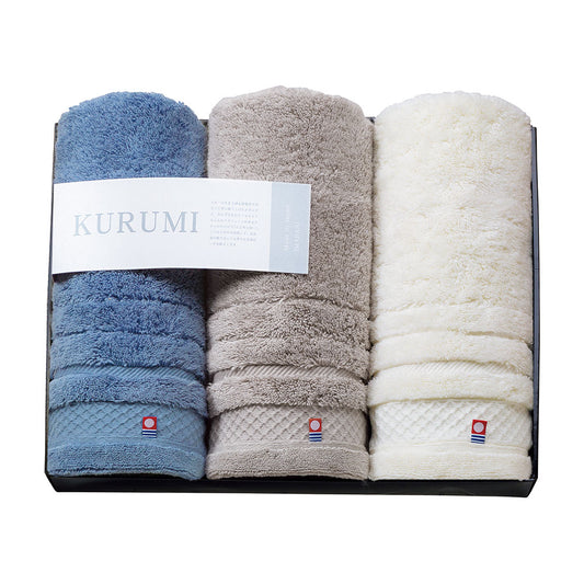 今治タオル フェイスタオル3P ネイビー グレー ホワイト KURUMI 今治タオル くるみ KUM-601-1