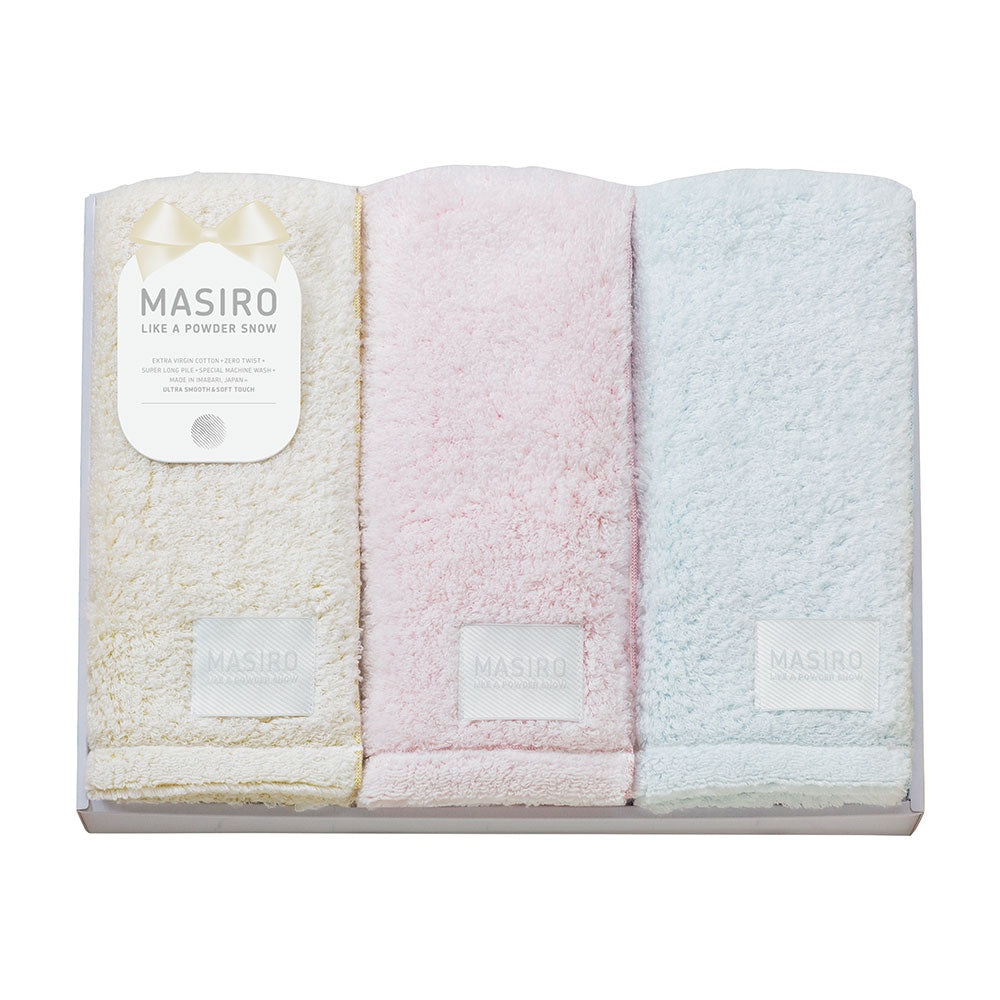 今治タオル フェイスタオル3P イエロー ピンク ブルー MASIRO Palette 今治タオル PAL-620
