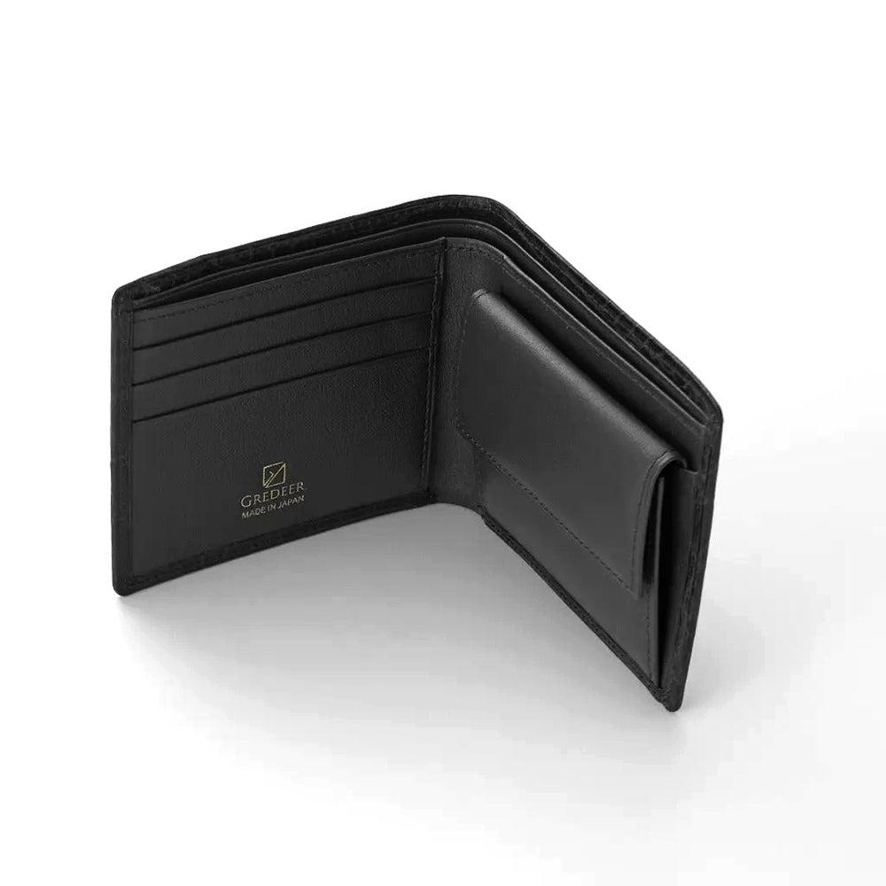 メンズ財布 二折財布 （ 小銭入付 ） クロコダイル GREDEER [ 財布 コイン 名刺入れ 名入れ対応 ]